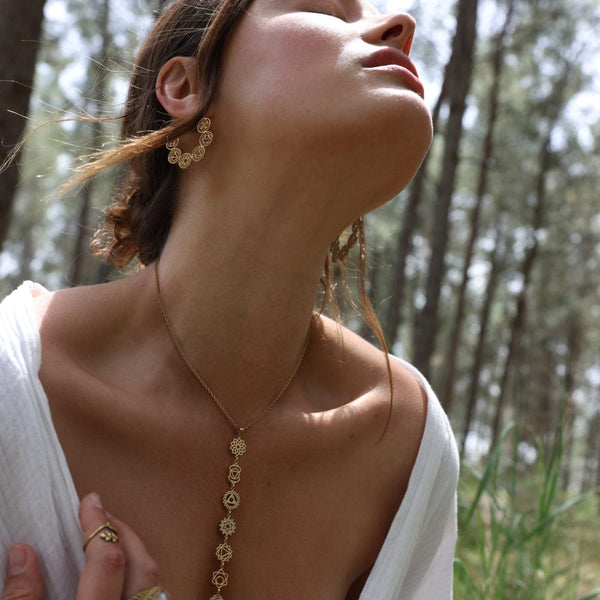 Daya Chakra Hoops 14K Gold