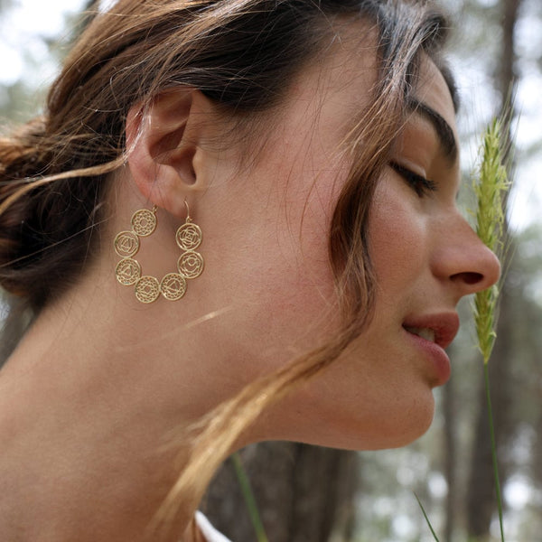 Daya Chakra Hoops 14K Gold