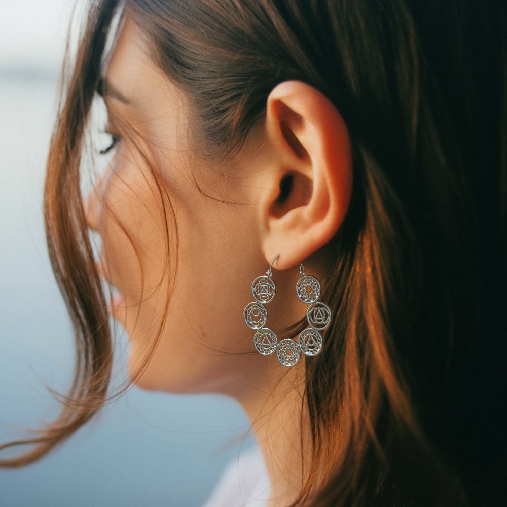 daya Chakra Silver Hoops Sterling silver