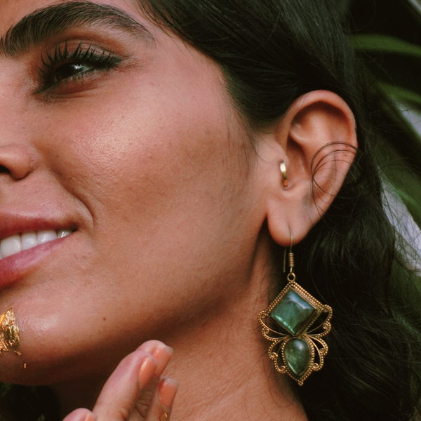 Daya Crystal Bees Labradorite Earrings Labradorite