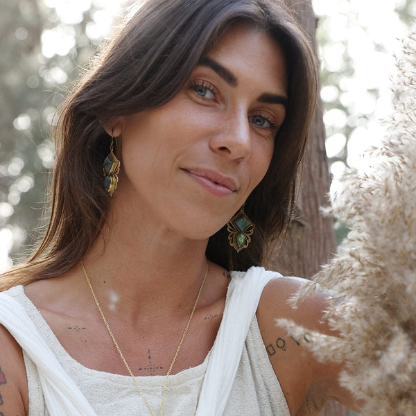 Daya Crystal Bees Labradorite Earrings Labradorite