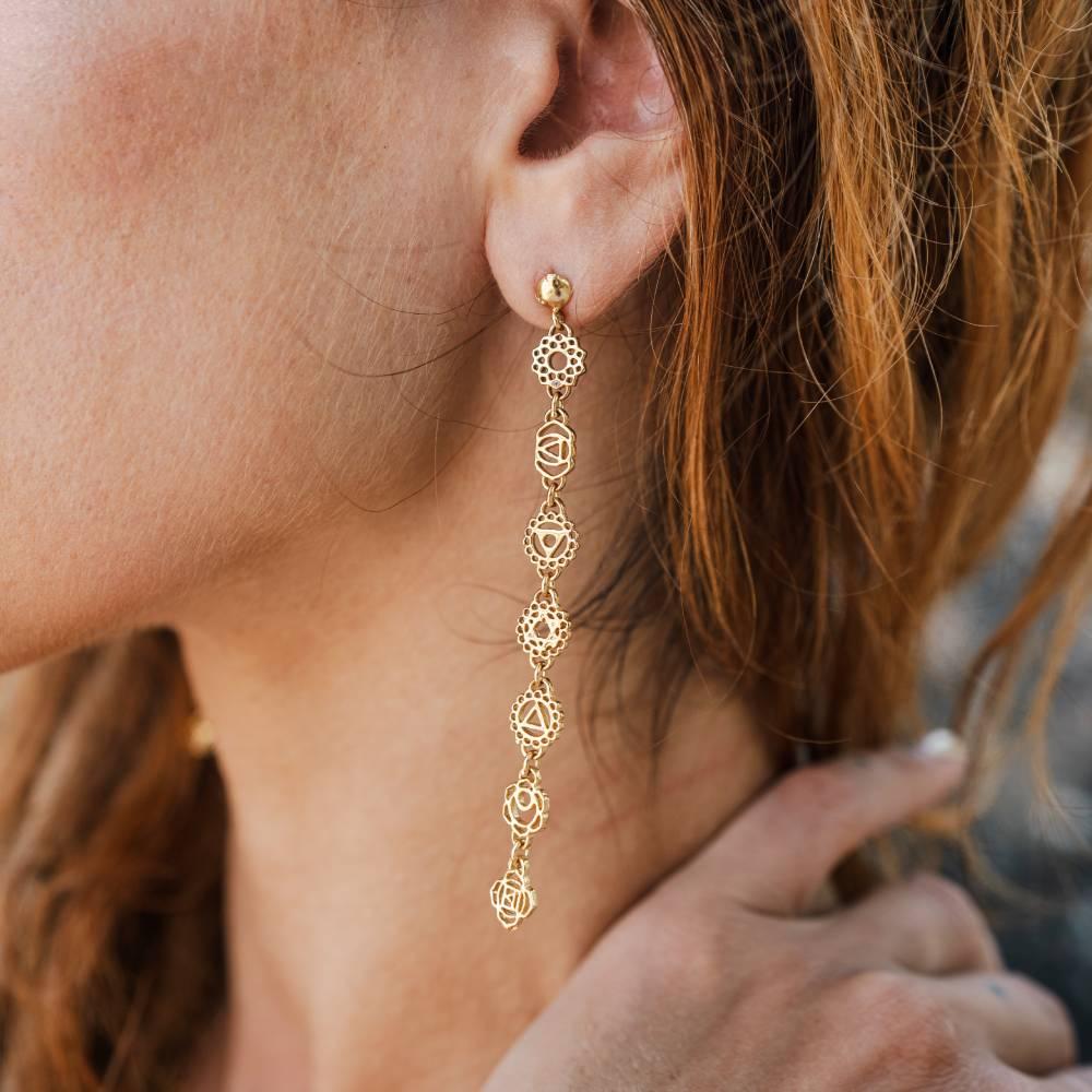 daya Daya 7-Chakra Gold Earrings 14K Gold Plated