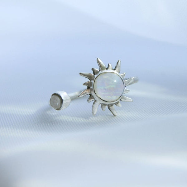 Daya Moonstone Sunrise Ring Sterling Silver
