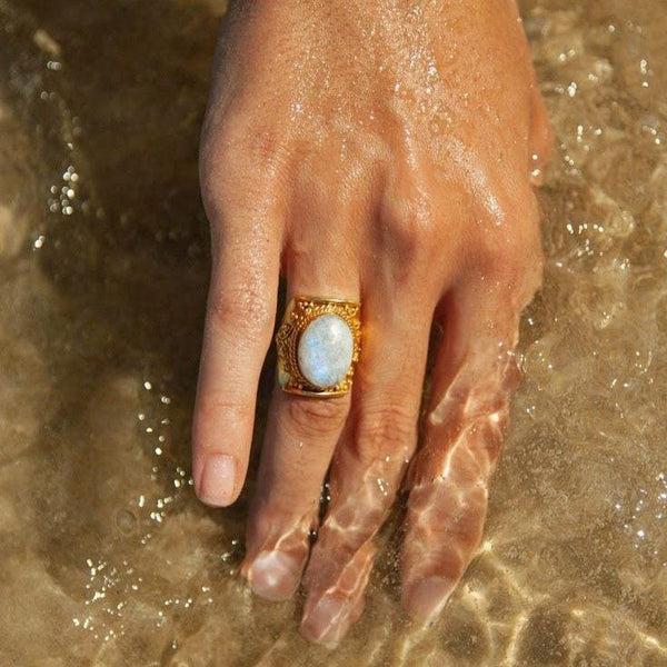Daya Muse Moonstone Ring 14K Gold Plated