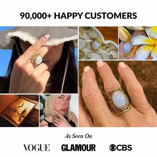Daya Muse Moonstone Ring 14K Gold Plated