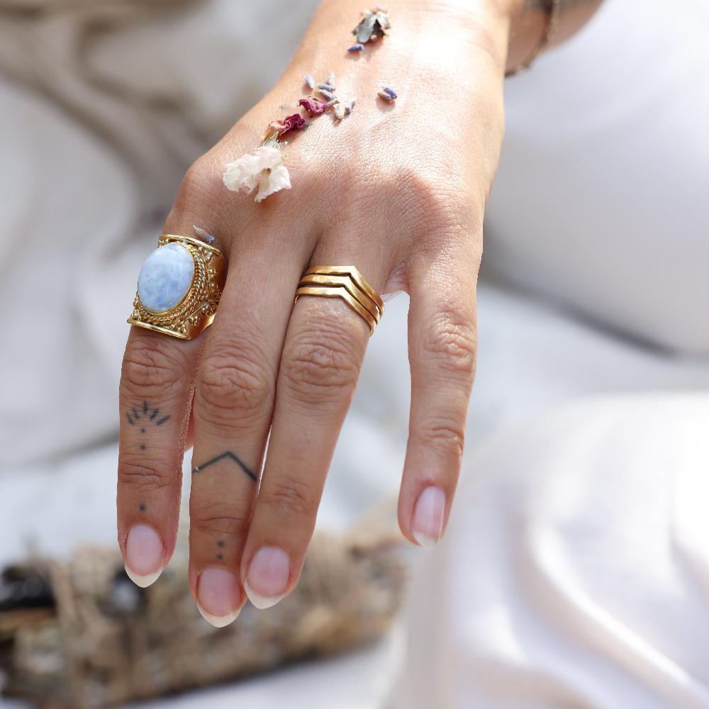 daya Muse Moonstone Ring 14K Gold Plated