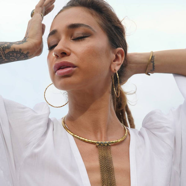 Daya Sacred Hoops Earrings Pure Brass