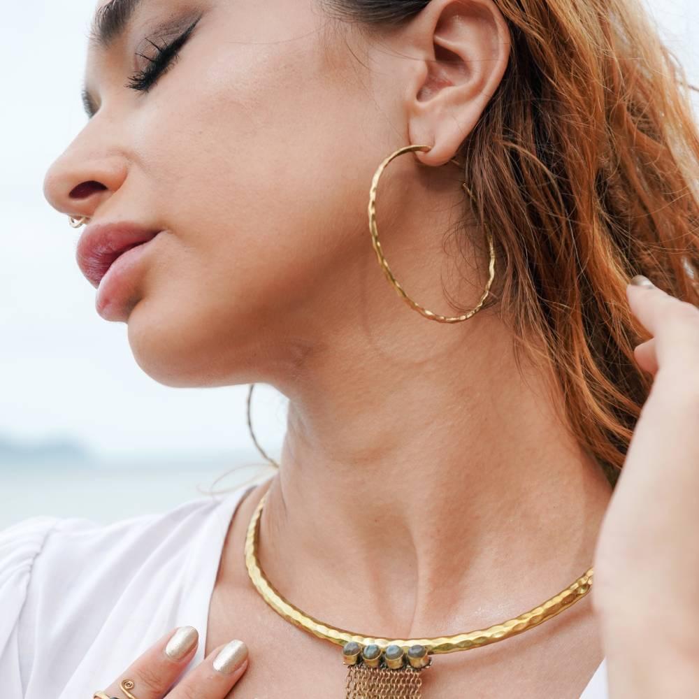 daya Sacred Hoops Earrings Pure Brass