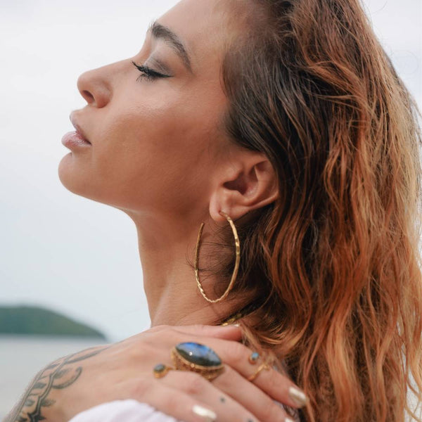 Daya Sacred Hoops Earrings Pure Brass