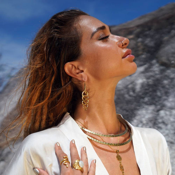 Daya Serpent Flow Earrings Pure Brass