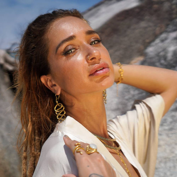 Daya Serpent Flow Earrings Pure Brass