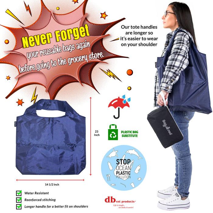 Dbest Products Dbest Products Bagaroo Sport Reusable Grocery Bags Shopping Tote With Carrying Case Machine Washable 10 Pack