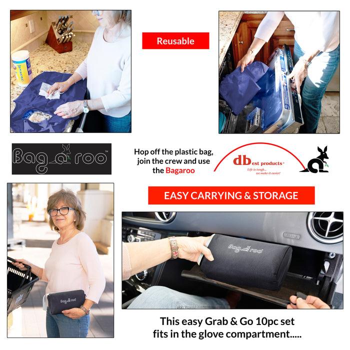 Dbest Products Dbest Products Bagaroo Sport Reusable Grocery Bags Shopping Tote With Carrying Case Machine Washable 10 Pack