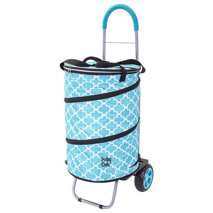 dbest products dbest products Bigger Cooler Trolley Dolly Moroccan Tile Insulated Folding Shopping Cart with Removable Bag Rolling Beach Tote Cooler with Wheels Pop Up Golf