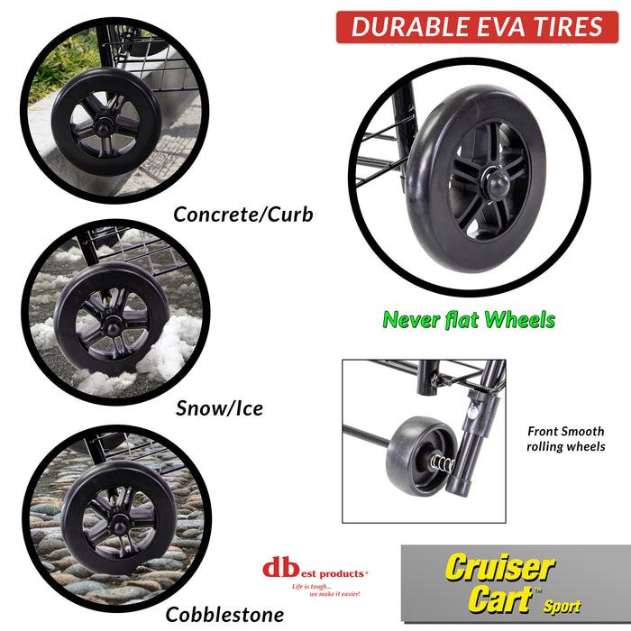 Dbest Products Dbest Products Cruiser Cart Sport Shopping Grocery Rolling Folding Laundry Basket On Wheels Foldable Utility Trolley Compact Lightweight Collapsible Black