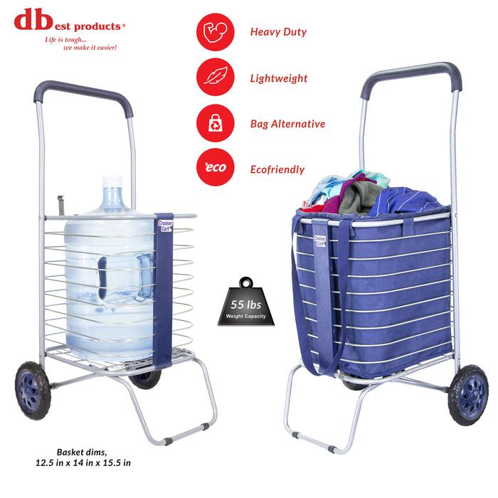 Dbest Products Dbest Products Cruiser Cart With Bag Bundle Shopping Cover Grocery Rolling Folding Laundry Basket On Wheels Foldable Utility Trolley Compact Lightweight Collapsible Navy