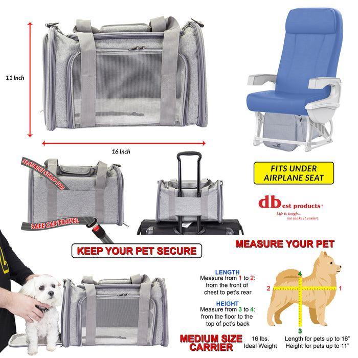 Dbest Products Dbest Products Pet Smart Cart Carrier Sport Grey Soft Sided Collapsible Folding Travel Bag Dog Cat Airline Approved Tote Luggage Backpack
