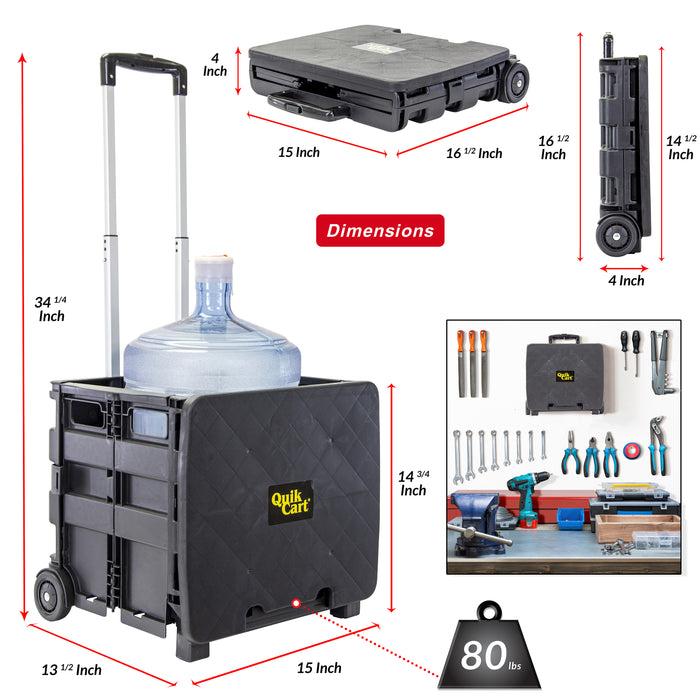 Dbest Products Dbest Products Quik Cart Sport Collapsible Rolling Crate On Wheels For Teachers Tote Basket 80 Lbs Capacity Made From Heavy Duty Plastic Used As A Seat Black