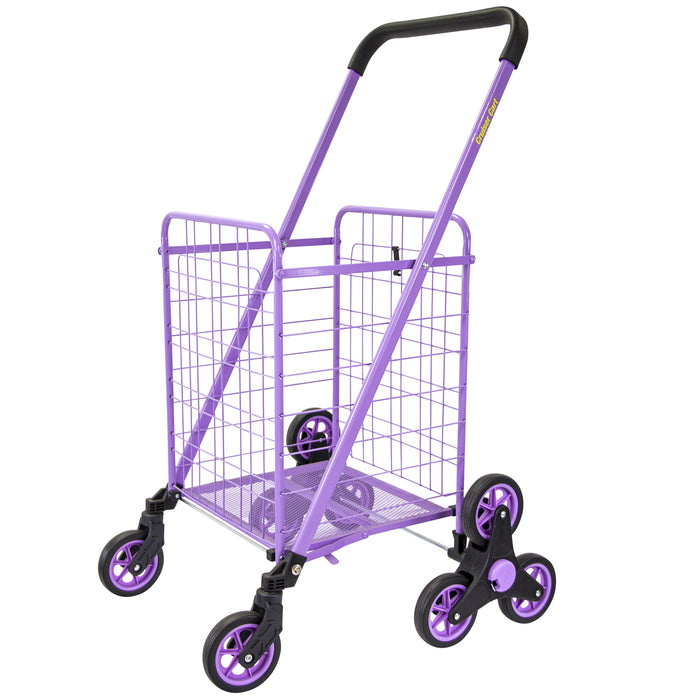 Dbest Products Dbest Products Stair Climber Cruiser Cart Shopping Grocery Rolling Folding Laundry Basket On Wheels Foldable Utility Trolley Compact Lightweight Collapsible Purple