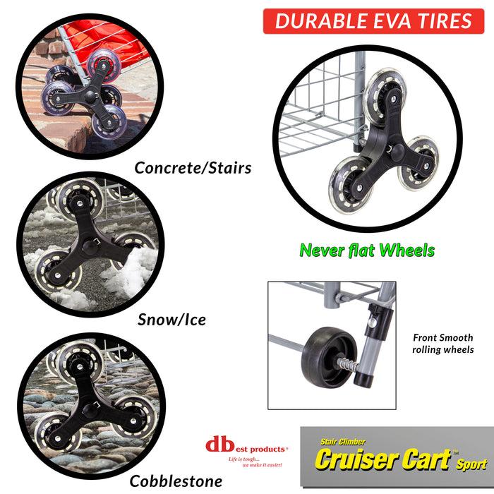 Dbest Products Dbest Products Stair Climber Cruiser Cart Sport Shopping Grocery Rolling Folding Laundry Basket On Wheels Foldable Utility Trolley Compact Lightweight Collapsible Silver