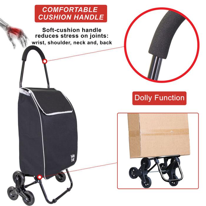 Dbest Products Dbest Products Stair Climber Trolley Dolly Sport Grocery Cart 3 Wheels Heavy Duty Shopping Hand Truck Made For Condos Apartments 40 Inch Handle Height Carrito De Compras Con Ruedas Black