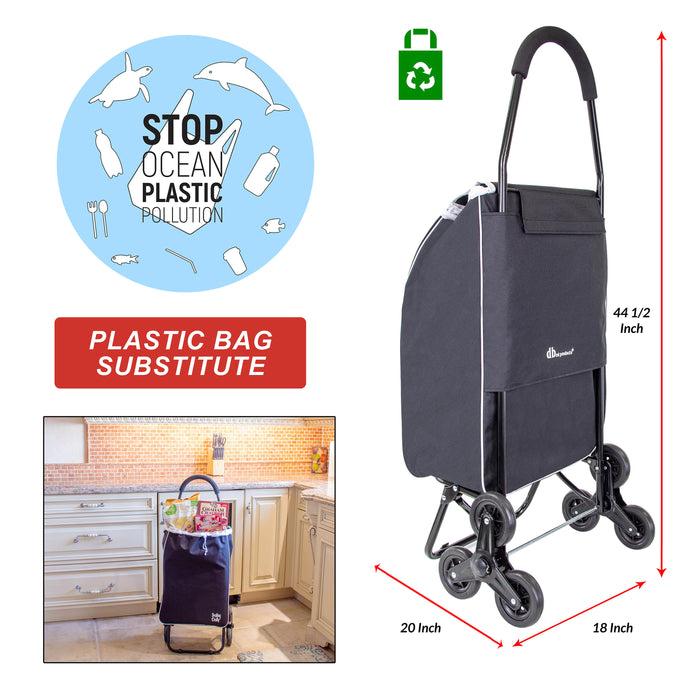 Dbest Products Dbest Products Stair Climber Trolley Dolly Sport Grocery Cart 3 Wheels Heavy Duty Shopping Hand Truck Made For Condos Apartments 40 Inch Handle Height Carrito De Compras Con Ruedas Black