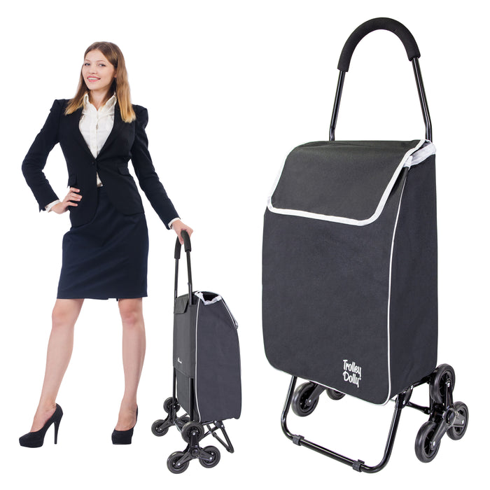 dbest products dbest products Stair Climber Trolley Dolly Sport Grocery Cart 3 Wheels Heavy Duty Shopping Hand Truck Made for Condos Apartments 40 inch Handle Height Carrito de Compras con Ruedas Black