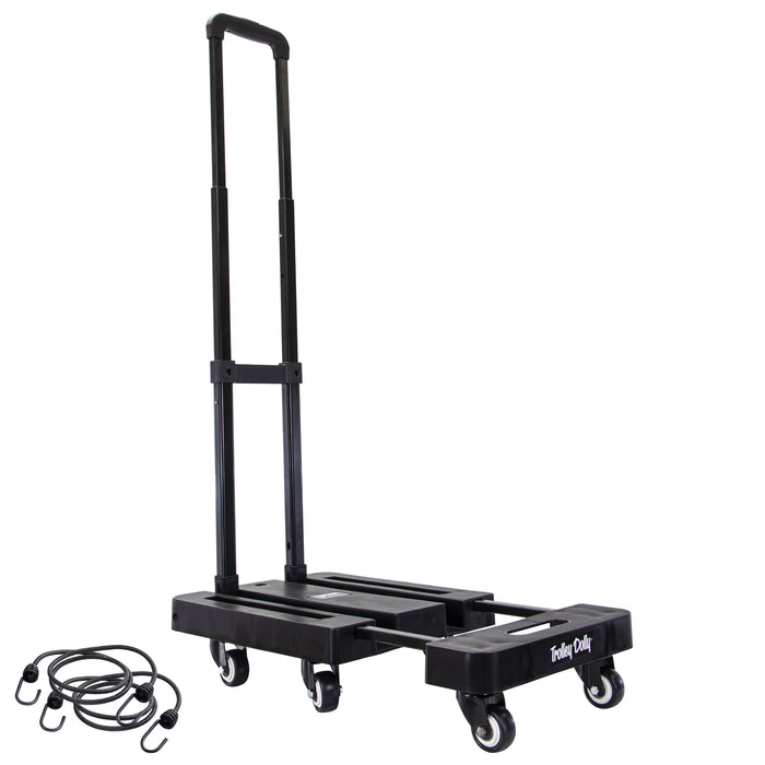 dbest products dbest products Trolley Dolly Platform Cart 6-Wheel Handtruck for Moving Folding Hand Truck Telescoping Handle Expandable Toe Plate & Includes 2 Bungee Chords Carretilla plegable