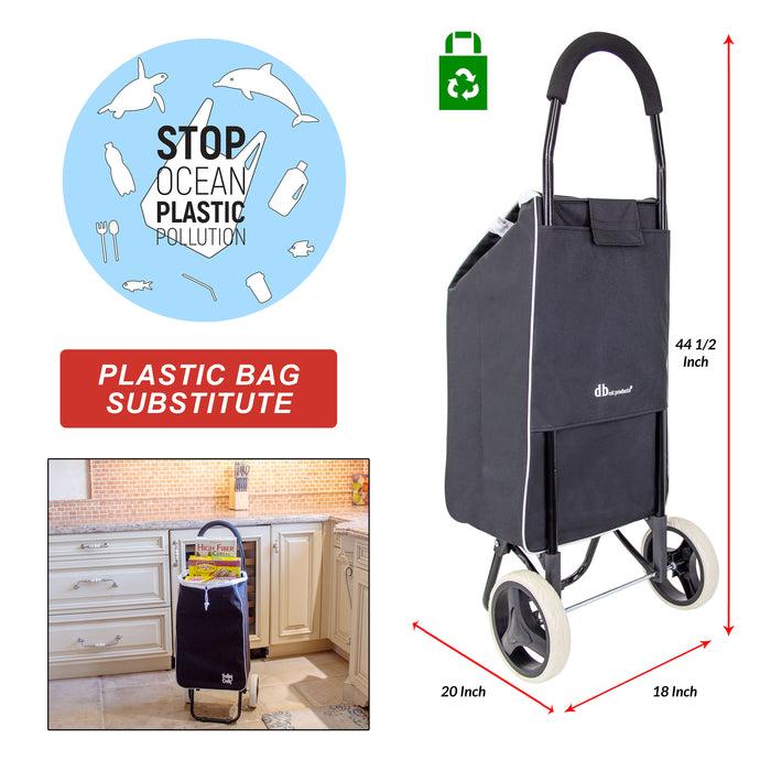 Dbest Products Dbest Products Trolley Dolly Sport Foldable Shopping Cart For Groceries With Wheels And Removable Bag And Rolling Personal Handtruck Carrito De Compras Con Ruedas Black