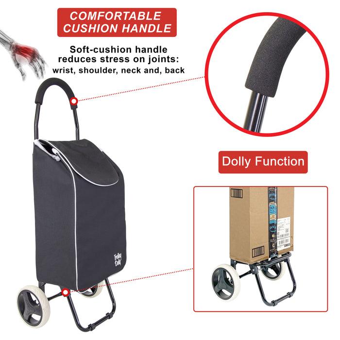 Dbest Products Dbest Products Trolley Dolly Sport Foldable Shopping Cart For Groceries With Wheels And Removable Bag And Rolling Personal Handtruck Carrito De Compras Con Ruedas Black