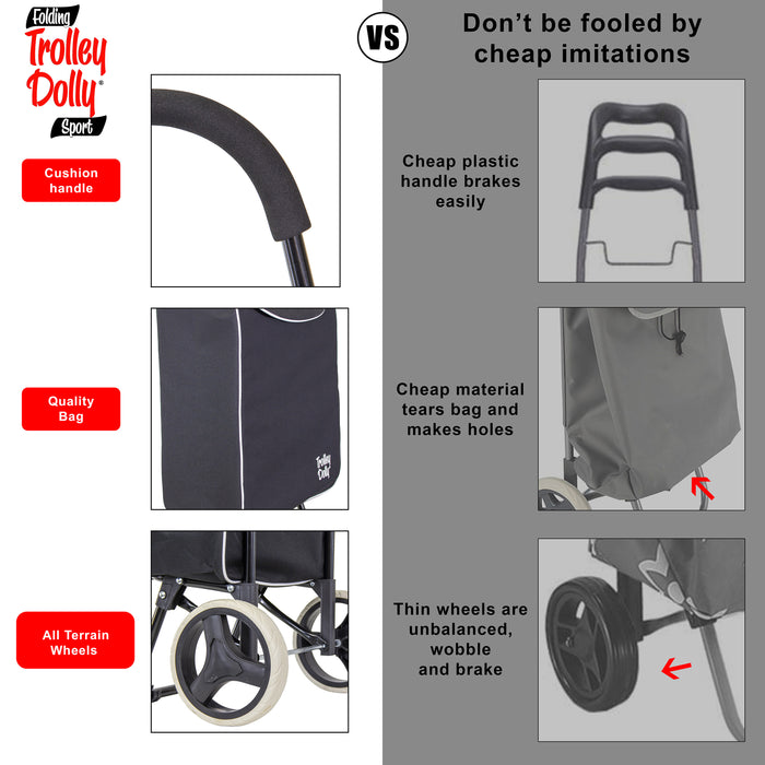 Dbest Products Dbest Products Trolley Dolly Sport Foldable Shopping Cart For Groceries With Wheels And Removable Bag And Rolling Personal Handtruck Carrito De Compras Con Ruedas Black