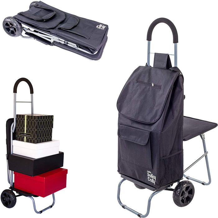 dbest products Trolley Dolly with Seat - Black