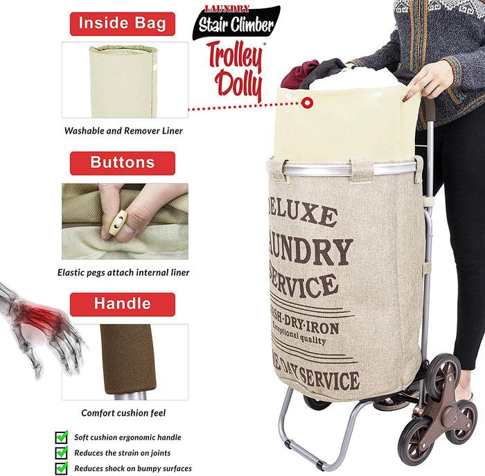 Dbest Products Stair Climber Laundry Trolley Dolly Beige