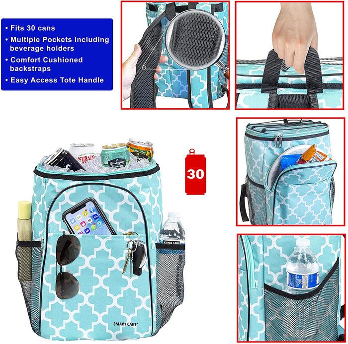 Dbest Products Ultra Compact Cooler Smart Cart Backpack Moroccan Tile