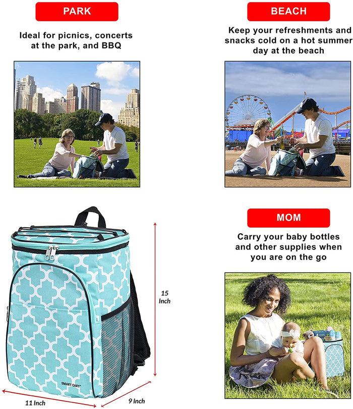 Dbest Products Ultra Compact Cooler Smart Cart Backpack Moroccan Tile