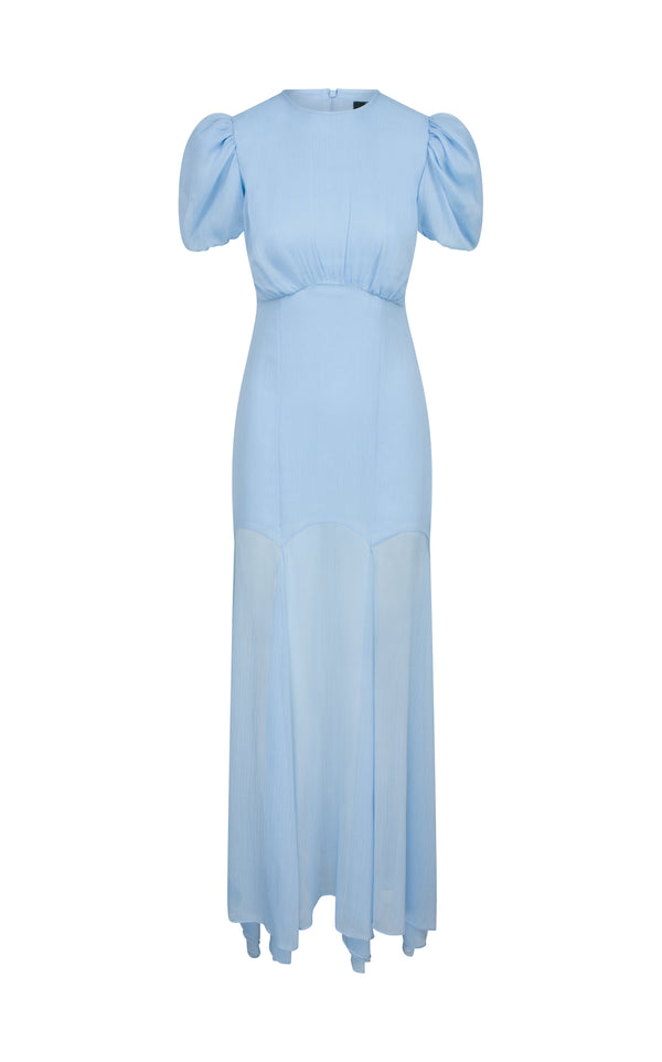 de la vali AGUA MAXI DRESS IN LIGHT BLUE CRINKLE CHIFFON