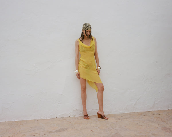 De La Vali ARENA MINI DRESS SILK CHIFFON SUN YELLOW