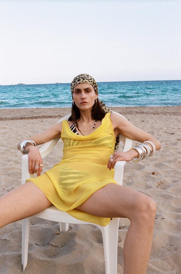 De La Vali ARENA MINI DRESS SILK CHIFFON SUN YELLOW