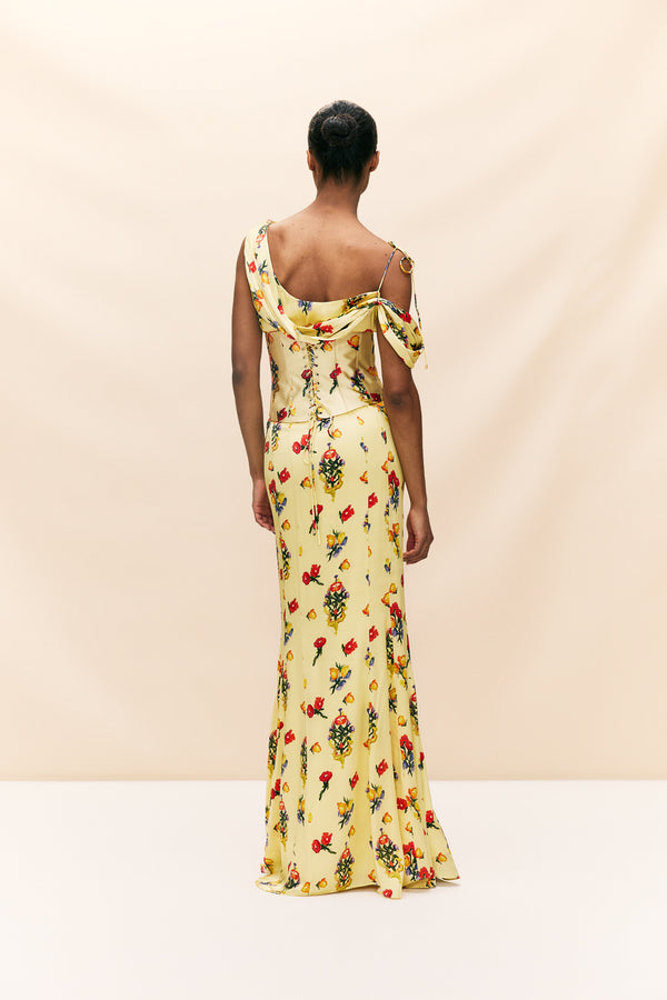 De La Vali BRULEE MAXI DRESS IN SILK SATIN IN VERSAILLES GARDEN