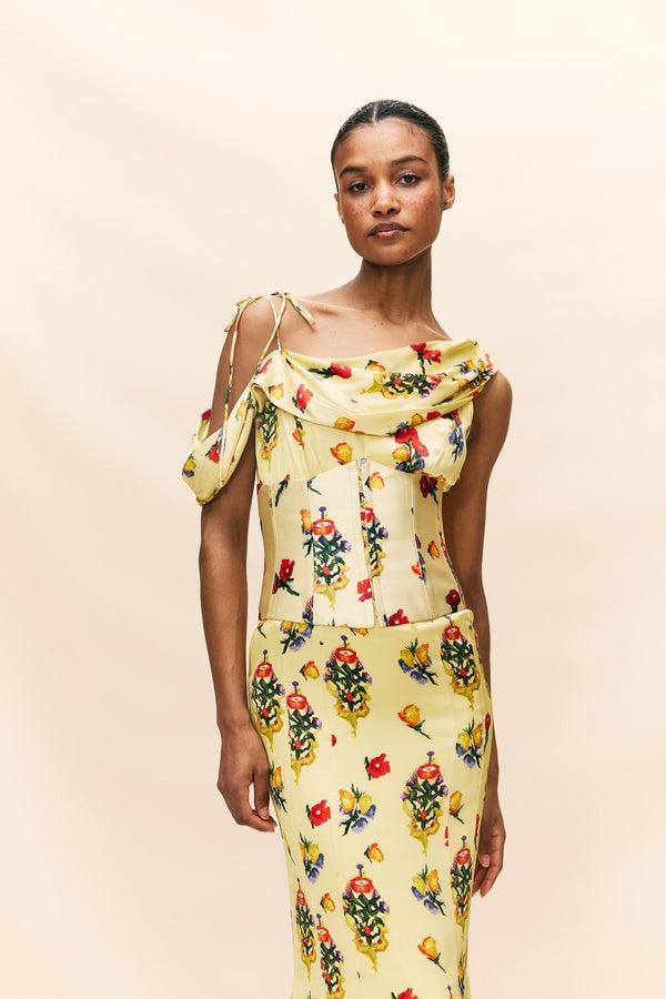 De La Vali BRULEE MAXI DRESS IN SILK SATIN IN VERSAILLES GARDEN