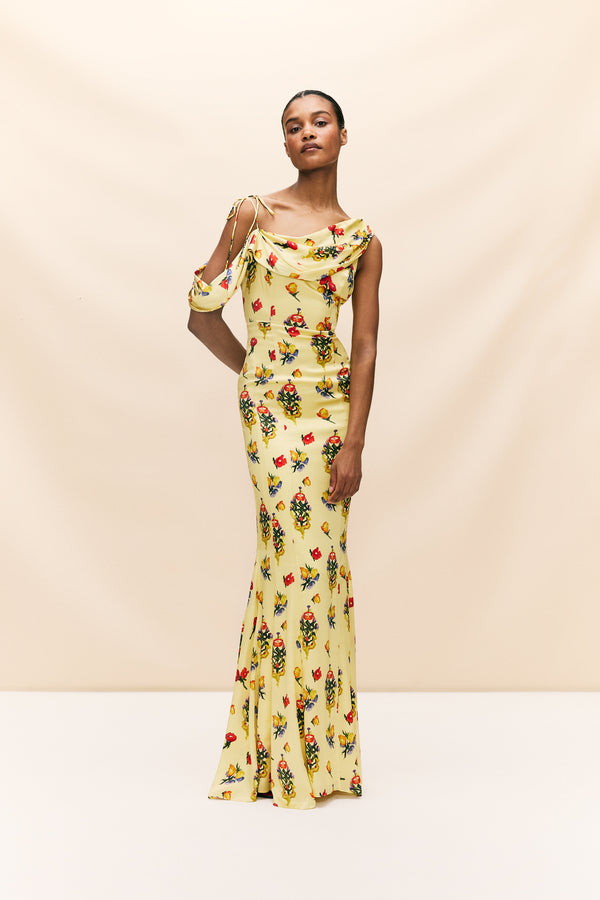 De La Vali BRULEE MAXI DRESS IN SILK SATIN IN VERSAILLES GARDEN