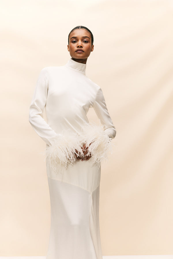 De La Vali COSMOPOLITAN MAXI DRESS IN IVORY SILK SATIN (MADE TO ORDER)