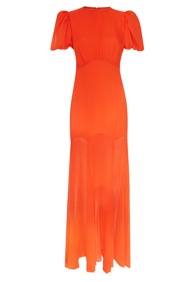 De La Vali AGUA MAXI DRESS IN RED CRINKLE CHIFFON