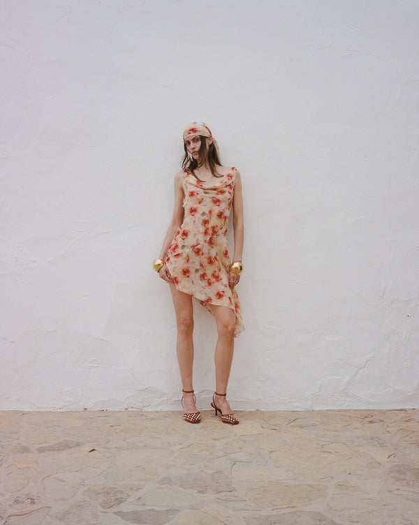 de la vali ARENA MINI DRESS SILK CHIFFON LA ROSA