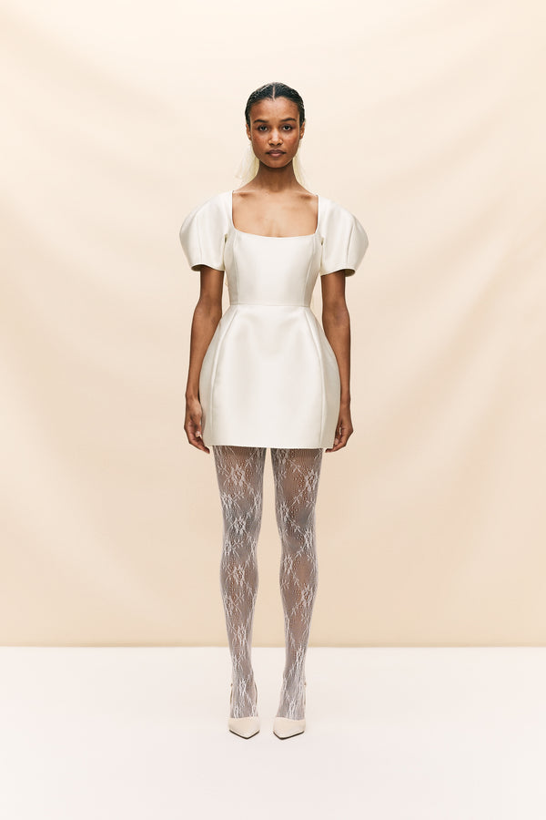 de la vali CANNOLI MINI DRESS IN IVORY TWILL