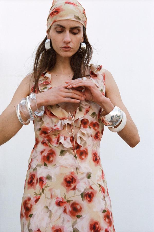 De La Vali CESTO MIDI DRESS SILK CDC LA ROSA