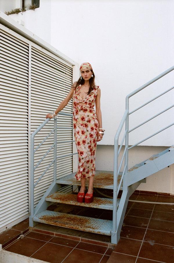 De La Vali CESTO MIDI DRESS SILK CDC LA ROSA