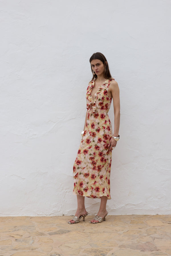 De La Vali CESTO MIDI DRESS SILK CDC LA ROSA