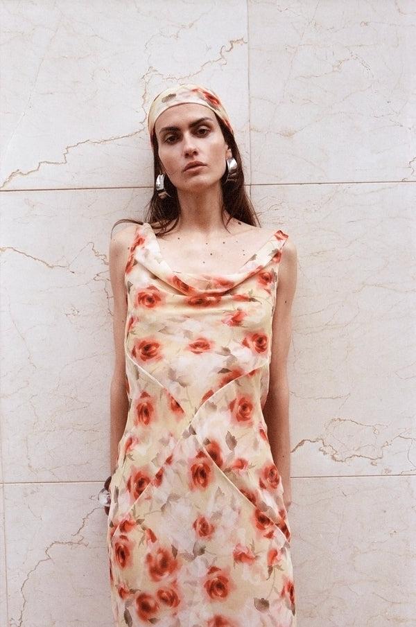 De La Vali GALERA MAXI DRESS SILK CHIFFON LA ROSA