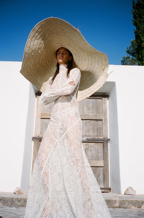 de la vali HERMOSA MAXI DRESS IN IVORY LACE